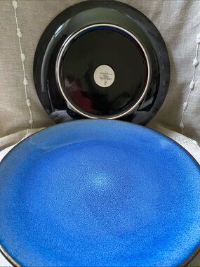 Threshold Belmont Blue Stoneware Ceramic Dinner Plate Set of 4